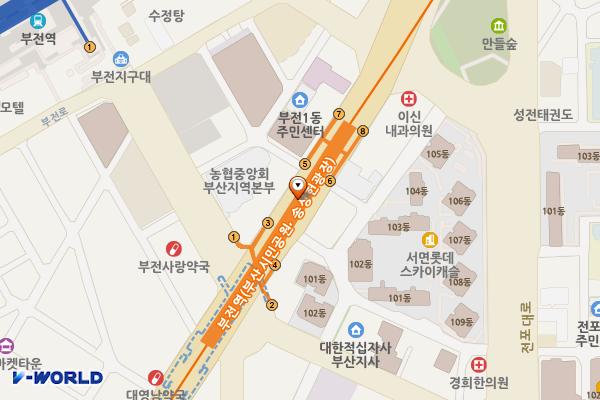 지하철 부전역 위치 지도 — 부산광역시 부산진구 중앙대로 지하 786