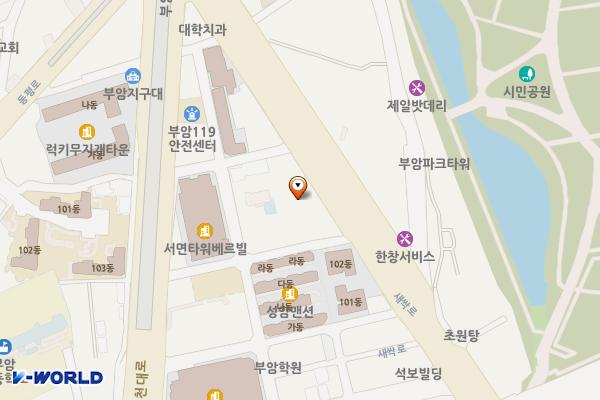 한사랑요양병원 위치 지도 — 부산광역시 부산진구 새싹로 107, 한사랑요양병원 (부암동)