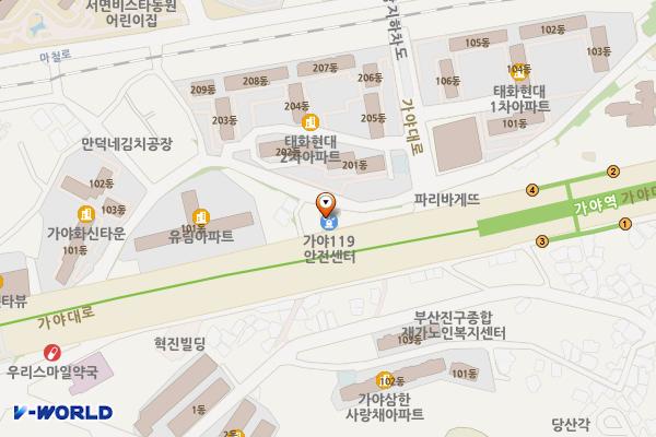 가야119안전센터 위치 지도 — 부산광역시 부산진구 가야대로 627, 가야119안전센터 (가야동)