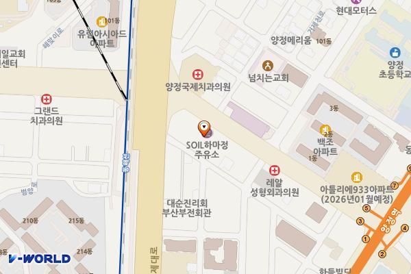 하마정주유소 위치 지도 — 부산광역시 부산진구 동평로 398, 하마정주유소 (양정동)