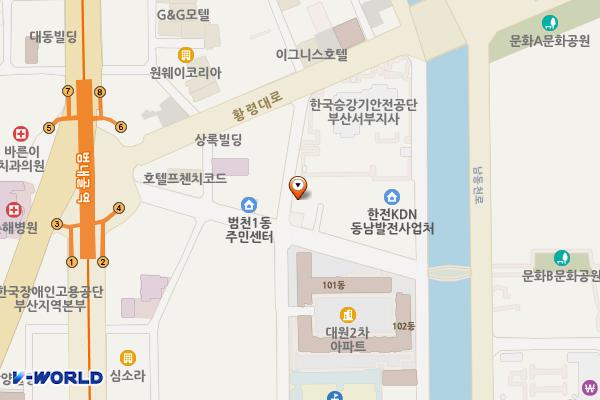 부산범천동우체국 위치 지도 — 부산광역시 부산진구 황령대로 18번길 21
