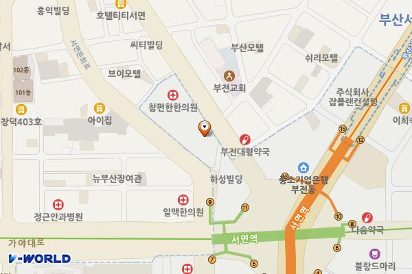 국민은행(부전동지점) 위치 지도 — 부산광역시 부산진구 새싹로 11, 국민은행 부전동지점 (부전동)