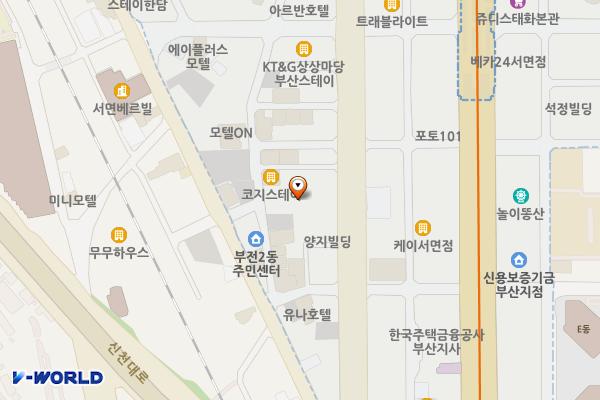 부산시설공단 서면사업소 2~3층 위치 지도 — 부산광역시 부산진구 서면로25(부전동, 삼한골든뷰)
