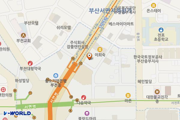 신한은행(부전동지점) 위치 지도 — 부산광역시 부산진구 중앙대로 748, 신한은행 부전동지점 (부전동)