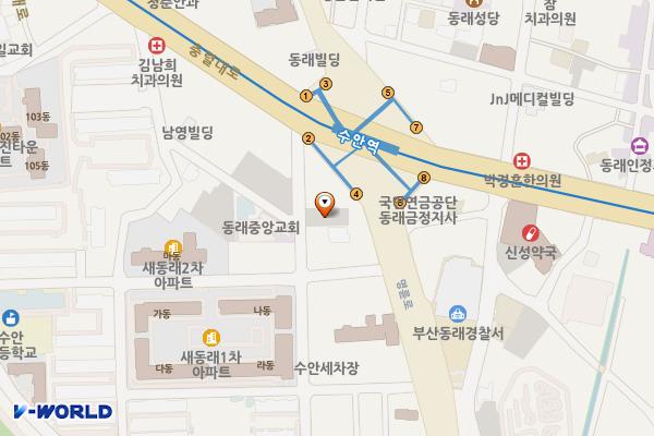 공영주차장 수안주차빌딩(남/녀) 위치 지도 — 부산광역시 동래구 충렬대로218번길 15