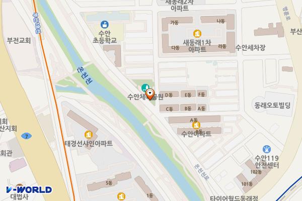 수안체육공원 공중화장실 위치 지도 — 부산광역시 동래구 온천천로 235