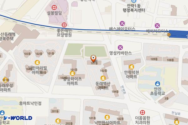 낙민공원 공중화장실 위치 지도 — 부산광역시 동래구 안남로 47
