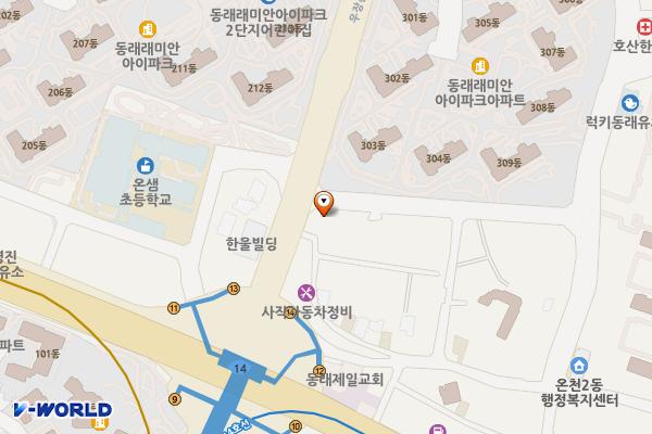 온천지구대 위치 지도 — 부산광역시 동래구 우장춘로 16