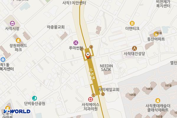 사직 지하철역(1호선) 위치 지도 — 부산광역시 동래구 아시아드대로 지하 153