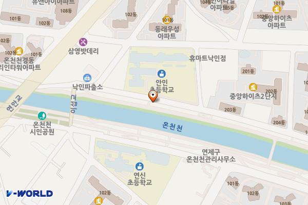 영산홍화장실 위치 지도 — 부산광역시 동래구 온천천로 372