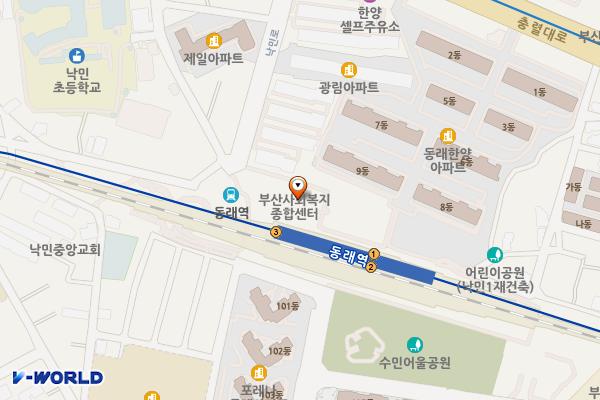 부산사회복지종합센터 위치 지도 — 부산광역시 동래구 낙민로 25