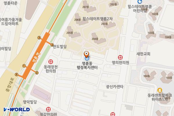명륜동 행정복지센터 위치 지도 — 부산광역시 명륜로207번길 26