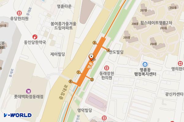 명륜동 지하철역(1호선) 위치 지도 — 부산광역시 동래구 중앙대로 1414
