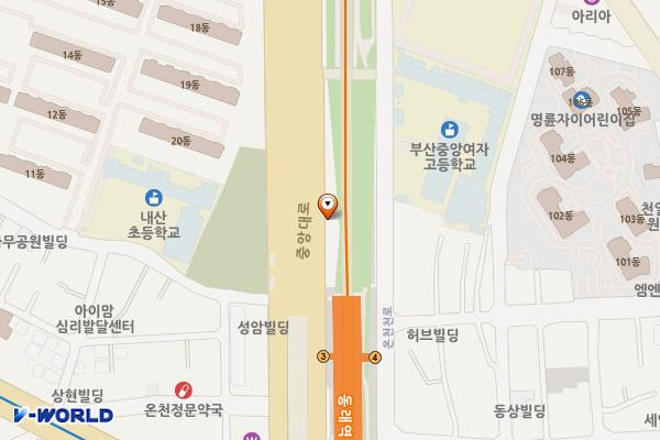 공영주차장 동래역(남/녀) 위치 지도 — 부산광역시 동래구 중앙대로 1342 (명륜동)