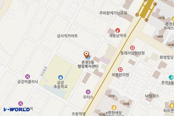 온천제3동 행정복지센터 위치 지도 — 부산광역시 동래구 사직북로28번길 153