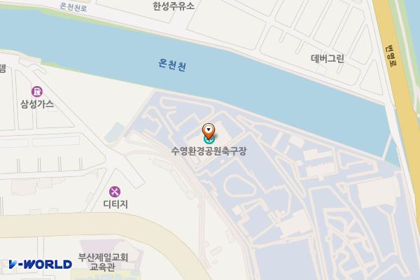 MBR공원 위치 지도 — 부산광역시 동래구 온천천남로 185