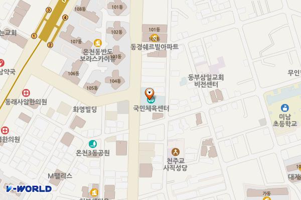 동래구 국민체육센터 위치 지도 — 부산광역시 동래구 미남로 110, 동래구 국민체육센터 (온천동)