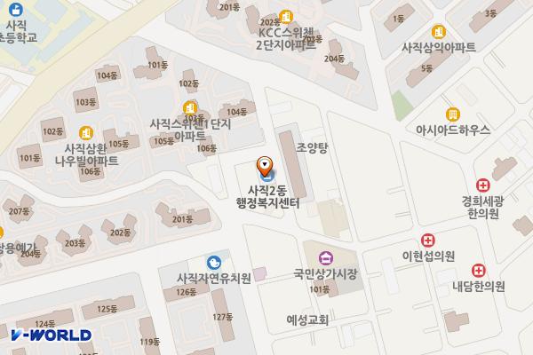 사직제2동 행정복지센터 위치 지도 — 부산광역시 동래구 사직북로63번길 22