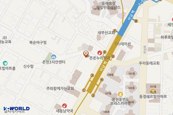 부산온천3동우체국 위치 지도 — 부산광역시 동래구 석사북로 106