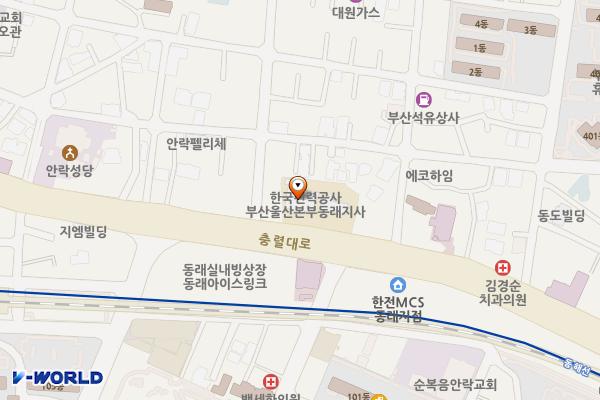 한국전력 동래지사 위치 지도 — 부산광역시 동래구 충렬대로 423