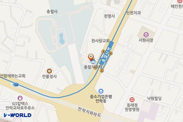 충렬지구대 위치 지도 — 부산광역시 동래구 반송로 207