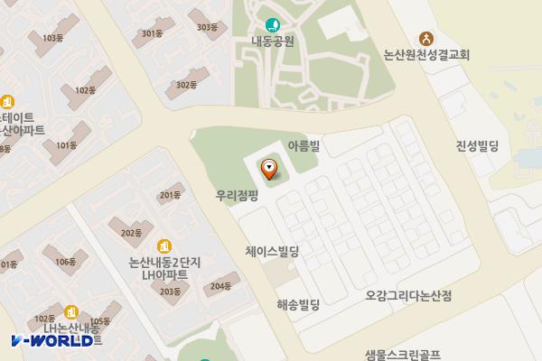 내동 1121번지 임시공영주차장 위치 지도 — 충청남도 논산시 내동 1121