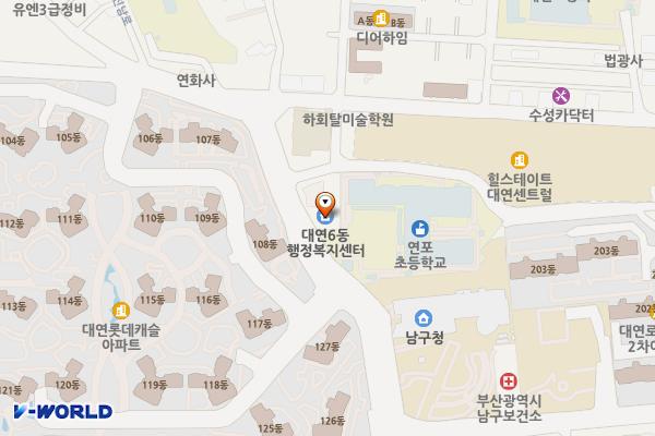 대연6동행정복지센터 위치 지도 — 부산광역시 남구 못골로 13
