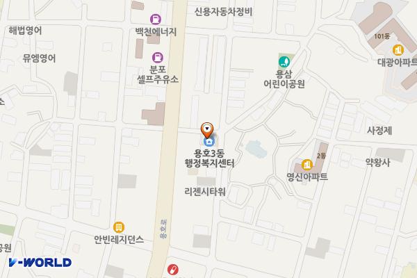 용호3동행정복지센터 위치 지도 — 부산광역시 남구 동명로145번길 33