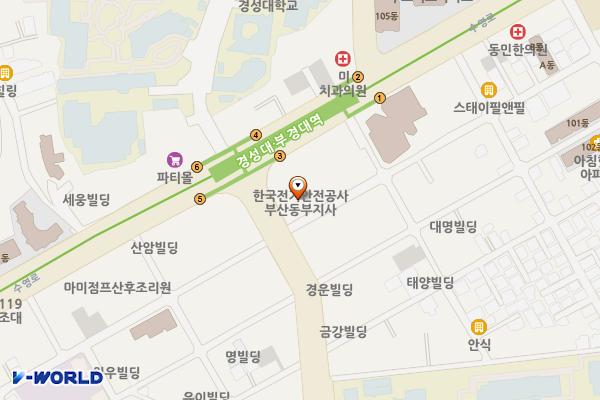 21센츄리 상가 위치 지도 — 부산광역시 남구 수영로 312 (대연동, 21 센츄리시티 오피스텔)