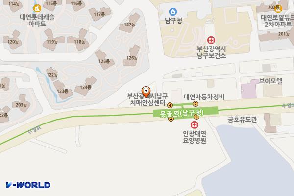 남구 치매안심센터 1층 위치 지도 — 부산광역시 남구 수영로 155(대연동)