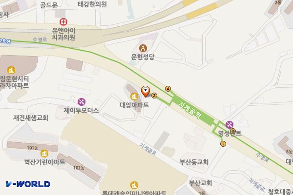 부산문현동우체국(1층) 위치 지도 — 부산광역시 남구 수영로 56, 부산문현동우체국 (문현동)