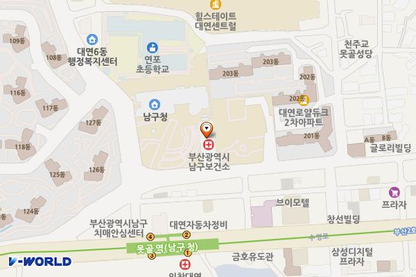 남구보건소 위치 지도 — 부산광역시 남구 못골로 23 (대연동, 남구보건소)