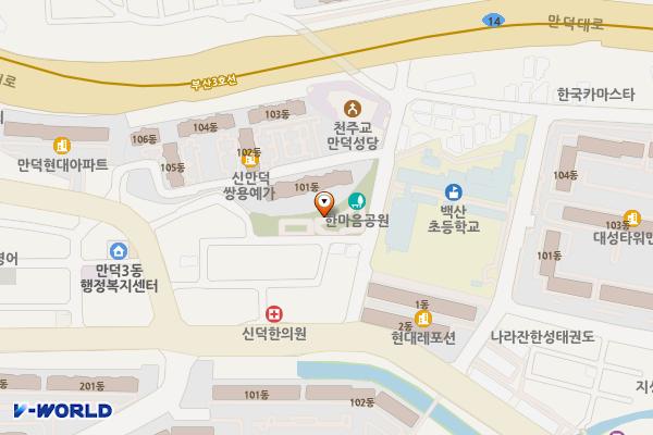 한마음공원 화장실 위치 지도 — 부산광역시 북구 만덕동 922-2