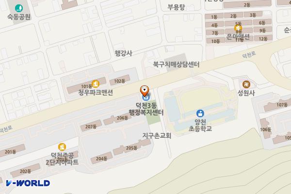 덕천3동행정복지센터 화장실 1층 위치 지도 — 부산광역시 북구 덕천로 118