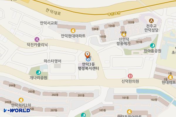 만덕제3동 행정복지센터 위치 지도 — 부산광역시 북구 만덕3로 52