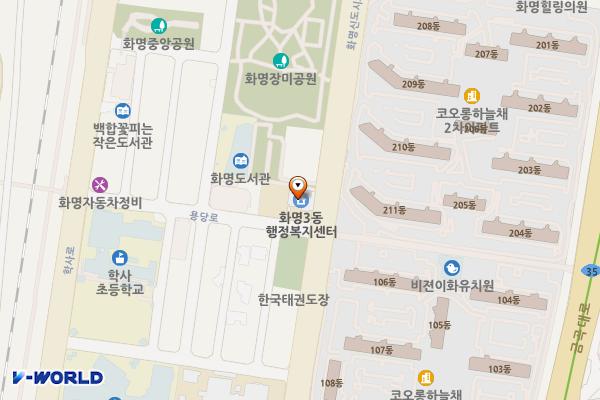 화명3동주민센터 화장실 위치 지도 — 부산광역시 북구 화명신도시로 85