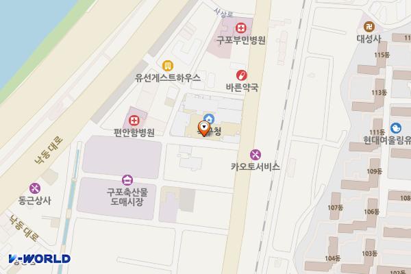 북구청 본관 화장실 위치 지도 — 부산광역시 북구 낙동대로1570번길 33(구포동)