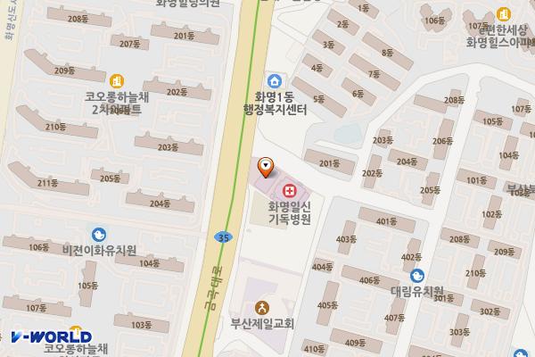 화명일신기독병원 위치 지도 — 부산광역시 북구 금곡대로 264(화명동)
