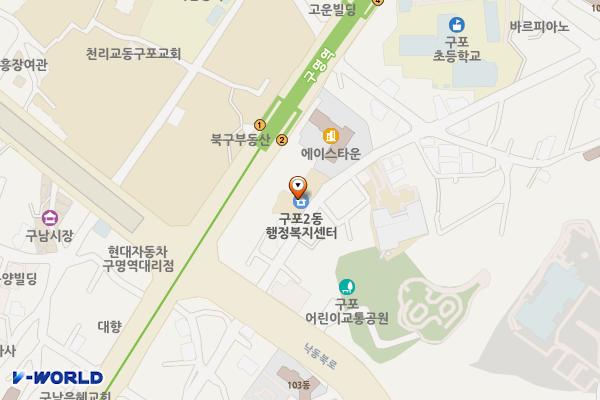 구포2동 행정복지센터 화장실 위치 지도 — 부산광역시 북구 낙동북로681번길 23