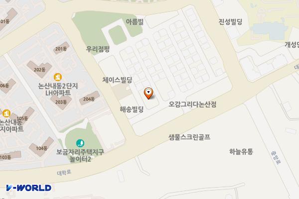 내동 1189번지 임시공영주차장 위치 지도 — 충청남도 논산시 대학로65번길 6-5