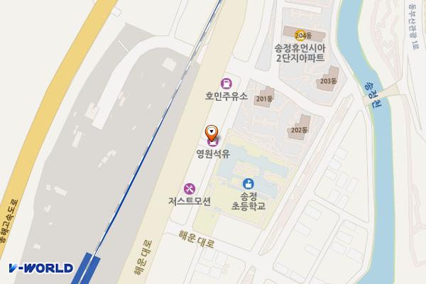 현대오일뱅크대운이엔지주유소 위치 지도 — 부산광역시 해운대구 해운대로 1178 (송정동)