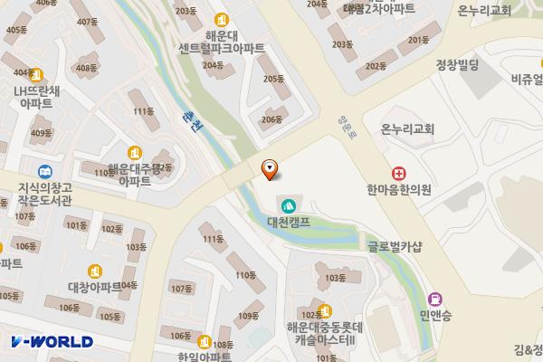 SK네트웍스㈜신도시주유소 위치 지도 — 부산광역시 해운대구 대천로 82 (좌동)