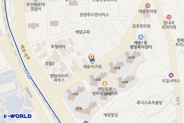 해운대경찰서 재송지구대 위치 지도 — 부산광역시 해운대구 해운대로161번길 17, 재송지구대 (재송동)