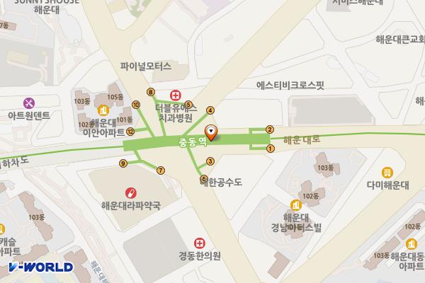 중동역 위치 지도 — 부산광역시 해운대구 해운대로 지하 730