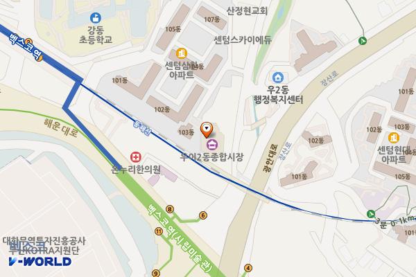 우동종합상가 위치 지도 — 부산광역시 해운대구 해운대로383번길 23 (우동)