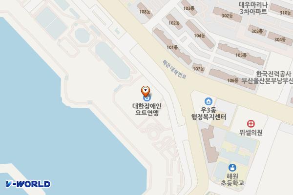 체육시설관리사업소 위치 지도 — 부산광역시 해운대구 해운대해변로 84 (우동)