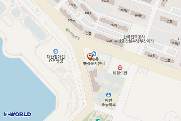 상수도사업본부 해운대사업소 위치 지도 — 부산광역시 해운대구 마린시티1로 7