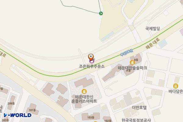 ㈜조은하루주유소 위치 지도 — 부산광역시 해운대구 해운대로 551, 조은하루 주유소 (우동)