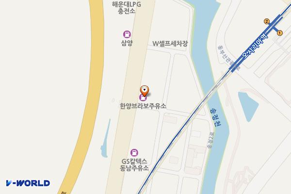 한양브라보 주유소 위치 지도 — 부산광역시 해운대구 해운대로 1238 (송정동)