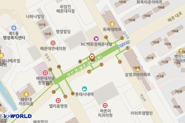 장산역(해운대백병원) 위치 지도 — 부산광역시 해운대구 해운대로 지하 820